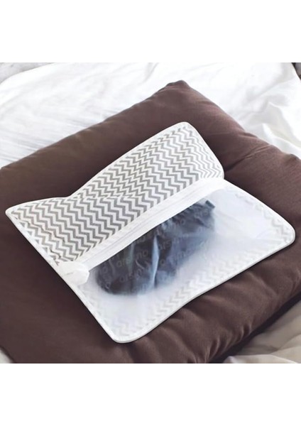 Adet Ayakkabı Saklama Hurcu Zigzag Desenli, 2'li Set, Pencereli, Askılı Dolap Düzenleyici, Gri