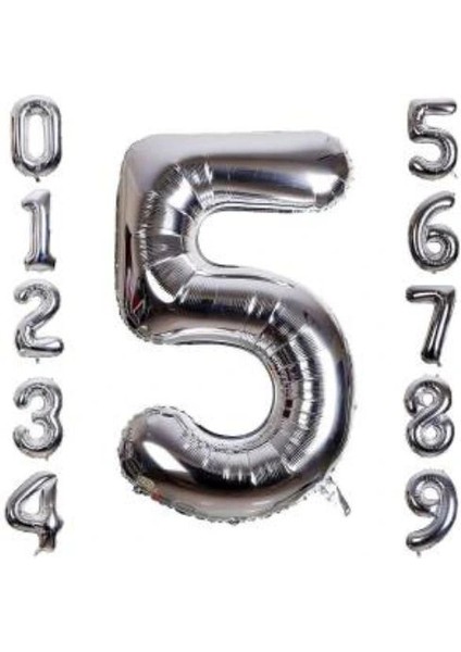 Buğz Gümüş Rengi Folyo Rakam Balon 1 Metre modelleri