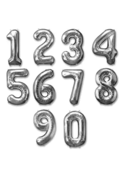 Buğz Gümüş Rengi Folyo Rakam Balon 1 Metre fırsatları