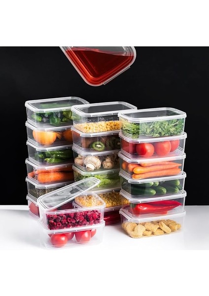 4302 20'li Buzluk Düzenleyici Saklama Kabı Kendinden Kapaklı Derin Dondurucu Saklama Kabı 2 L Şeffaf