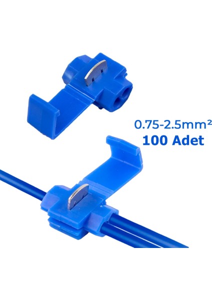 Hızlı Kablo Ekleme Aparatı Konnektör Klips Klemens Mavi 100 Adet