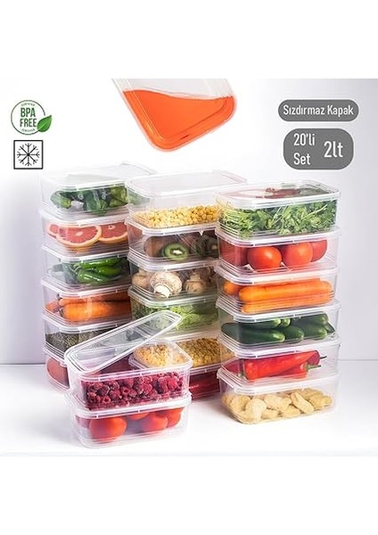 4302 20'li Buzluk Düzenleyici Saklama Kabı Kendinden Kapaklı Derin Dondurucu Saklama Kabı 2 L Şeffaf fırsatları