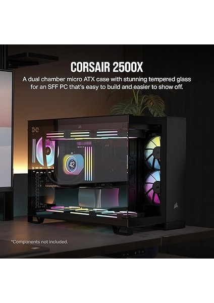 2500X Small-Tower Matx Çift Bölmeli Pc Kasası – Sertleştirilmiş Panoramik Cam – Ters Bağlantı Anakart Uyumlu – Vantilatör Dahil Değil – Siyah fiyatları