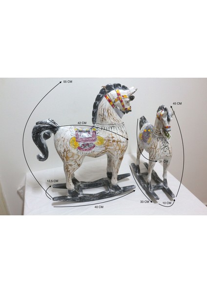 Ahşap Dekoratif Sallanan At 45 cm Renkli El Yapımı Otantik Tahta At fiyatları