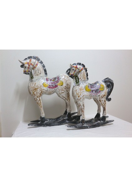 Ahşap Dekoratif Sallanan At 45 cm Renkli El Yapımı Otantik Tahta At modelleri