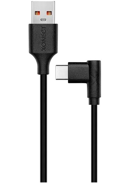 USB To Type-C ile Uyumlu iPhone ve Samsung ile Uyumlu Hızlı Şarj ve Data Kablosu 200 cm L Tipi Gaming (Siyah)