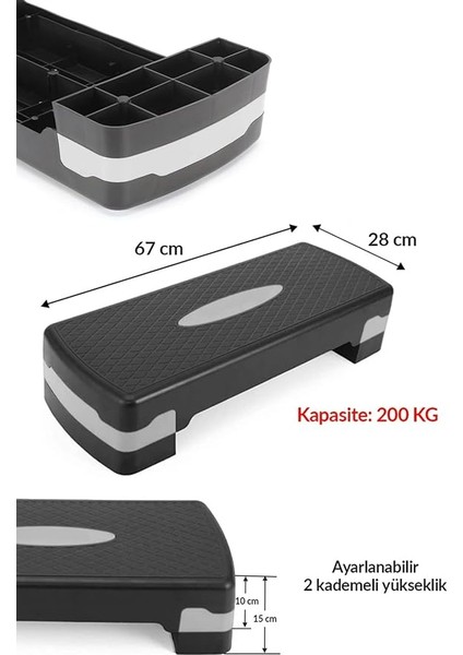 Step Tahtası 2 Kademeli Yükseklik Ayarlı Fitness Egzersiz Aleti 200KG Kapasiteli Siyah-Gri fiyatları