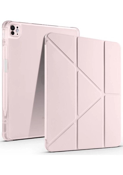 Ipad Air 13 (2024) Kılıf Kalemlikli Mars Tablet Kılıfı - Rose Gold