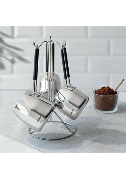 Modern 4 Parça Standlı Paslanmaz Çelik Cezve Seti fiyatları