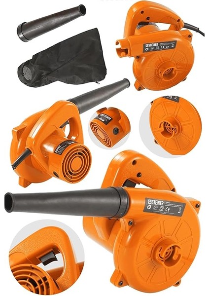 Alman Pro 3000 W Devir Ayarsız Hava Körüğü Yaprak Üfleme Makinesi Bilgisayar Temizleme Turuncu fiyatları