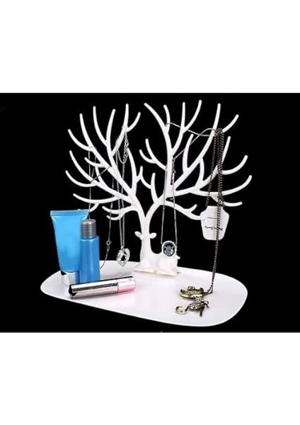 Tasarımlı Takı Standı, Yüzük ve Kolye Organizeri, Mücevher Sergileme Standı (Beyaz) fiyatları