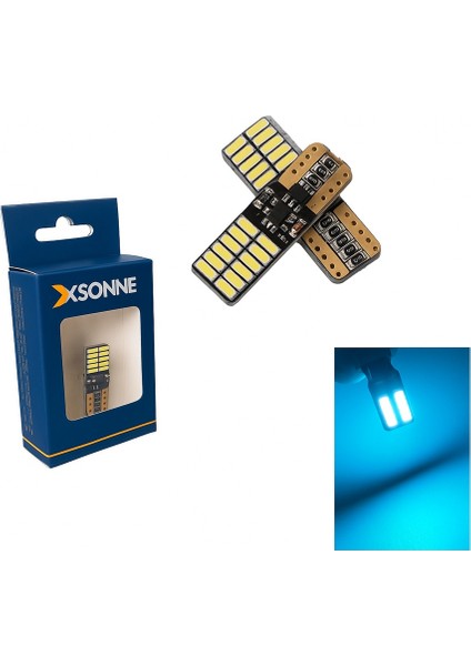 T10 LED Ampul 24 Ledli Canbuslı Park Ampulü 2'li Takım Buz Mavi