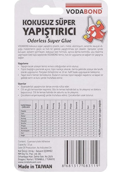 53.05.005 Hızlı Yapıştırıcı, 10G, Kokusuz, Şeffaf fiyatları