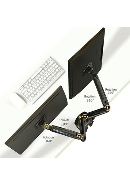 Bayou "nb F80 Profesyonel Tutucu Sağlam Monitor 17 " – 27 " Ekran Masa Dayanağı Monitor Kol Için Serbest Döndürülebilir 360 ° 17 " – 27 Ekran. F160 Dual 17"-27" Siyah modelleri