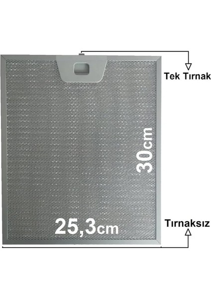 Davlumbaz Filtresi, 25,3X30 Cm, Aspiratör Tel Filtre, Önkısım Tek, Arka Kısım Tırnaksız, 00431222 (Siemens Uyumlu LC40655,LC10950,LC40955) fiyatları