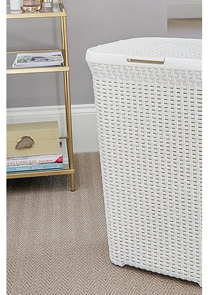 Desenli Plastik Çamaşır Sepeti Beyaz modelleri