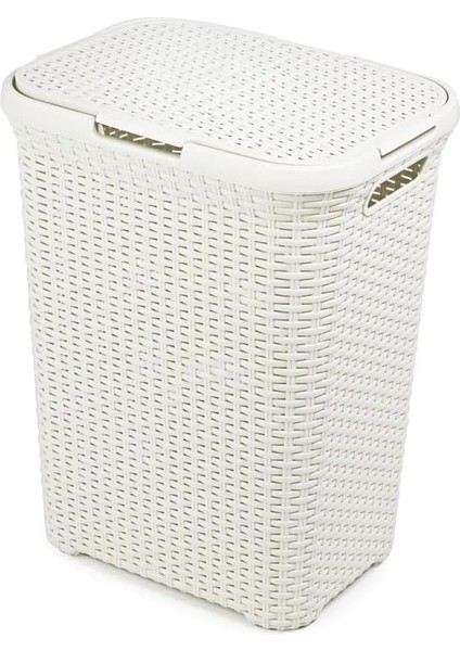 Desenli Plastik Çamaşır Sepeti Beyaz fırsatları