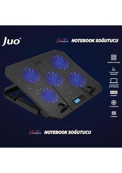 Ventus 5 Fanlı LED Aydınlatmalı Notebook Soğutucu Siyah fiyatları