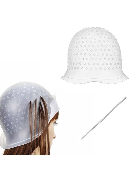 Saç Bonesi, Saç Tokası Iğnesi, Silikon Saç Başlığı Seti, Delikli Silikon Vurgulu Başlık, Saç Şekillendirme Başlığı, Profesyonel Salon ve Ev Saç Boyama Için Tekrar Kullanılabilir (1 Adet)