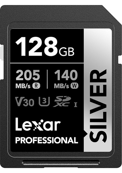 128 GB Profesyonel Gümüş Sdxc Hafıza Kartı, Uhs-I, C10, U3, V30, 4K Video, 205/140 Mb/s'ye Kadar Okuma/yazma, Profesyonel Fotoğrafçı, Video Görüşçü, Meraklısı (LSDSILV128G-BNNNU)