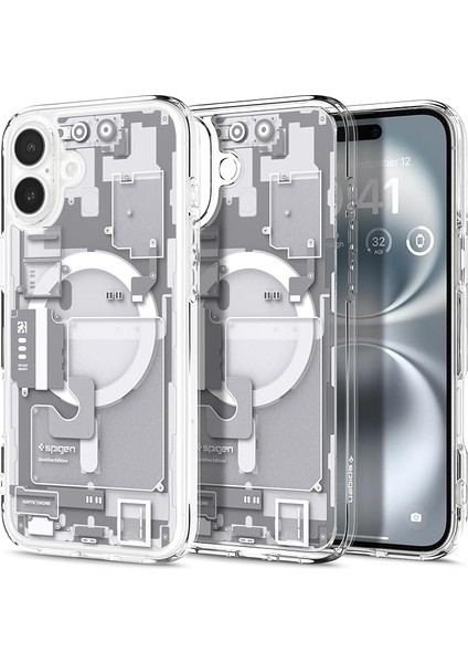 iPhone 16 Ince Magsafe Kılıf Ultra Hybrid Sararma Karşıtı Duraclear™ Hava Kanalı Teknolojisi™ Askeri Sınıf Koruma Magfit Zero One White Tasarım Kapak - ACS08209