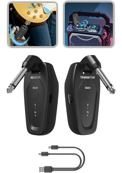 EMX-112 Kablosuz Enstrüman Mikrofonu 6.35MM Alıcı ve Verici Wirelles Mikrofon
