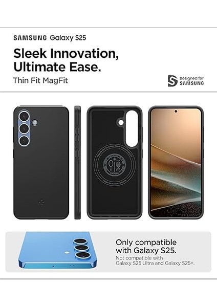 Galaxy S25 Ince Kılıf Thin Fit Hava Kanalı Teknolojisi™ Askeri Sınıf Koruma Thin Fit Magfit Özellikli Black Kapak - ACS08993 fiyatları