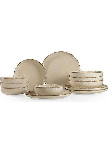 Porselen Moderna 12 Parça 4 Kişilik Yemek Takımı Tarçın