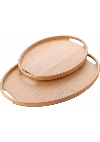 2'li Bambu Tepsi Seti, Ince Tasarım Özel Üretim Oval 2'li Bambu Tepsi Seti (36 * 26 * 1cm-45 * 31.5 * 1cm)
