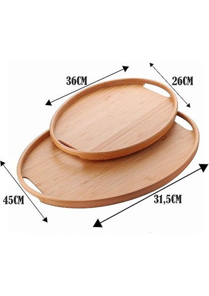 2'li Bambu Tepsi Seti, Ince Tasarım Özel Üretim Oval 2'li Bambu Tepsi Seti (36 * 26 * 1cm-45 * 31.5 * 1cm) fiyatları