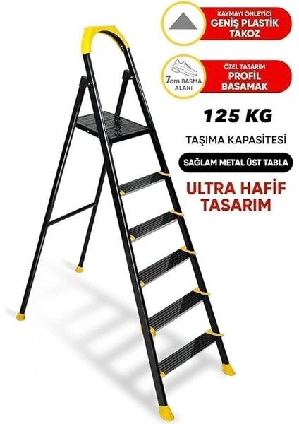 Zigana Hardy Özel Tasarım Hafif Merdiven, Kaymaz,özel Üçgen BASAMAKLAR,125 kg Taşıma Kapasitesi, (5+1) fiyatları