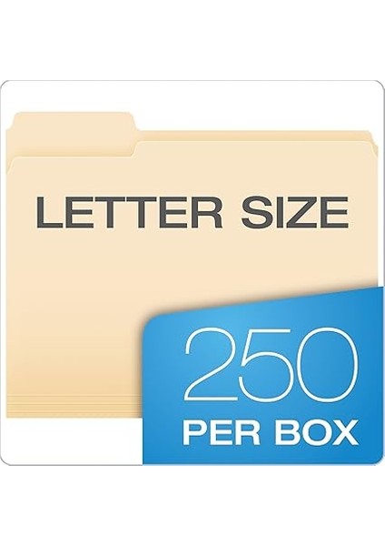 Dosya Klasörü, Mektup Boyutu, 1/3 Kesim, Manila, Kutu Başına 250 Adet (752250) fırsatları