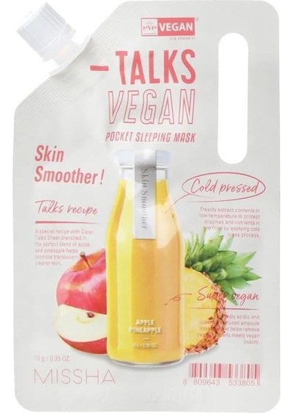 Görünüm Veren Vegan Uyku Maskesi 10G Talks Vegan Pocket Sleeping Mask (Skin Smoother)