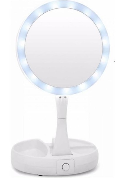LED Işıklı 10X Katlanabilir Çift Taraflı USB Makyaj Aynası