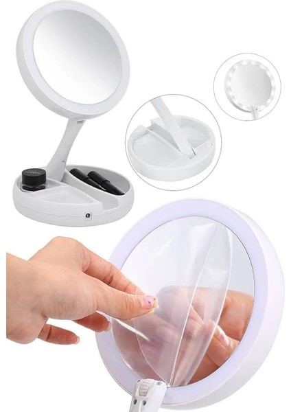 LED Işıklı 10X Katlanabilir Çift Taraflı USB Makyaj Aynası fiyatları