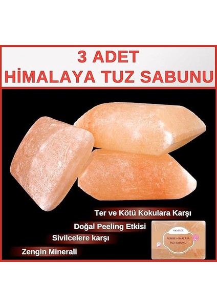 Bitkisel Himalaya Tuz Sabunu 300-350 gr x 3 Adet Zengin Mineralli Doğal Saf Pembe Himalaya Kaya Tuzu Sabunu Doğal Peeling fiyatları