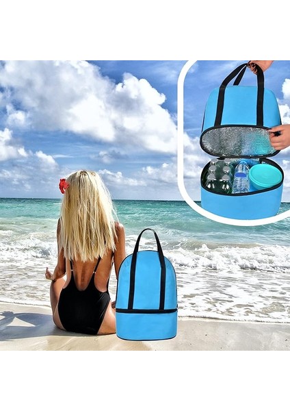 Çanta Plaj Çanta Piknik Çanta Isı Yalıtımlı Sıcak Soğuk Tutucu Outdoor 2 Bölmeli 26 Litre