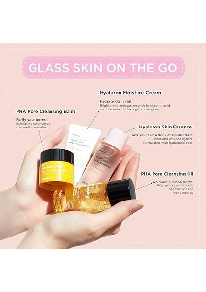 Glass Skin On The Go-Seyahat Boy Cilt Bakım Seti/temizleyici/sakinleştirici/nemlendirici fırsatları