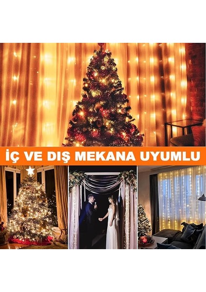 3x3 Metre Peri LED Kumandalı Perde Asma Kancalı Peri LED Yılbaşı LED Gün Işığı LED Işık 8 Modlu Parti Işığı Dekoratif Işık LED Saçak LED Işık Perde LED Yılbaşı Dekorasyon fiyatları