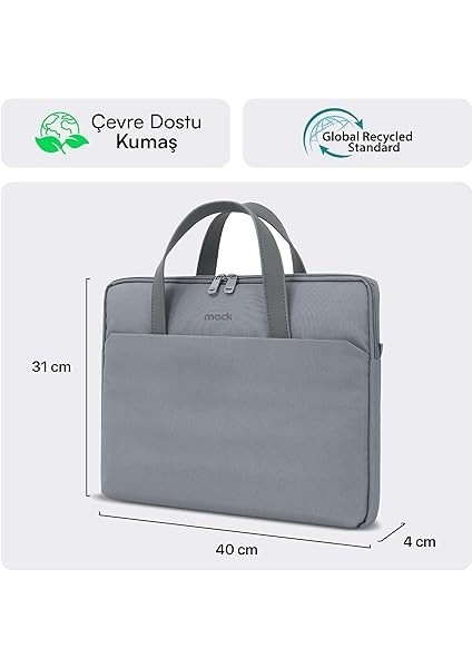MCE-1512 Nova Eco Çevre Dostu Laptop Çantası, 15.6 Inç Bilgisayar Çantası, Kadın ve Erkek Notebook Çantası, Ykk Fermuarlı Macbook Çantası, Iş ve Evrak Çantası, Gri fiyatları
