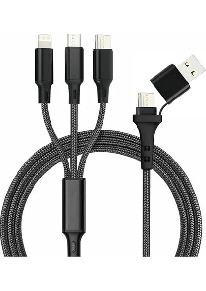 Hızlı Şarj 20W 3 In 1 Hızlı Şarj Kablosu 120 cm 3 A Lightning Type-C USB Micro Çoklu Data Kablosu