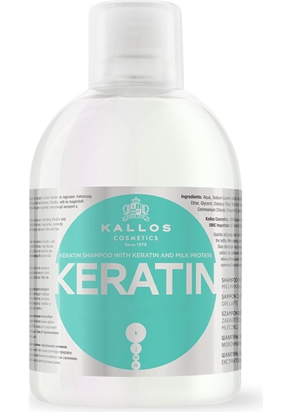 Keratinli ve Süt Proteinli Keratin 1000ML Şampuan Kuru, Hasarlı, Kimyasal Işlem Görmüş Saçlara