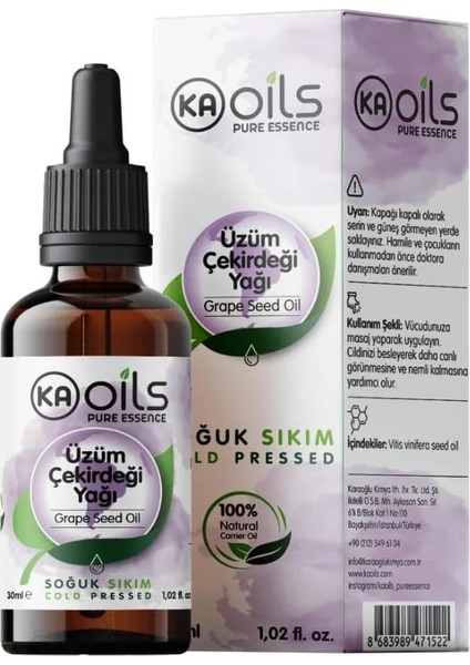 Üzüm Çekirdeği Yağı 30 ml (Grape Seed Oil) -%100 Doğal ve Saf & Soğuk Sıkım | Antioksidan Zengini