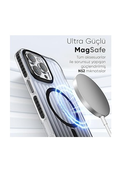 iPhone 16 Pro Max Için Elite Serisi Magsafe ile Uyumlu Arkası Yarı Saydam Parmak Izi Tutmayan ve Çizilmeyen Polikarbonat Kenarları Yumuşak Silikon Kılıf (Siyah, 16 Pro Max) fırsatları