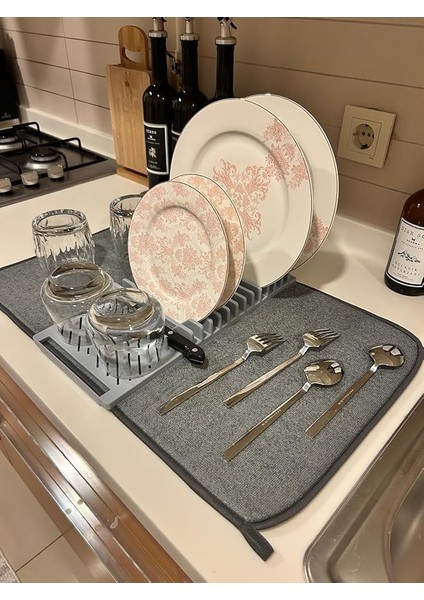 Mutfak Tezgah Mikrofiber Su Emici Bulaşıklık Matlı Bulaşık Dizme ve Kurutma Matı