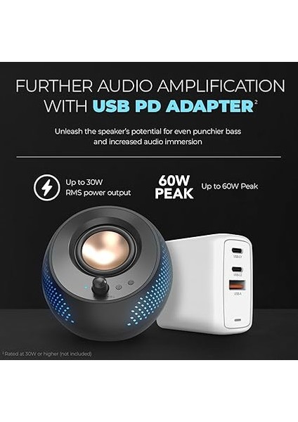 Özelleştirilebilir Rgb Aydınlatmalı Pebble x 2.0 Usb-C Bilgisayar Hoparlörleri, Bluetooth 5.3, USB Ses, Pc ve Mac Için 15W'A Kadar Rms Gücü fırsatları