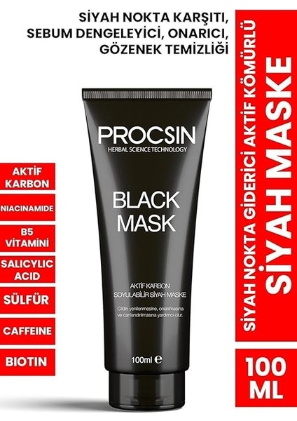 Siyah Nokta Giderici Aktif Kömürlü Siyah Maske 100ML indirimleri