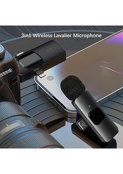Kablosuz Ikili Yaka Mikrofonu iPhone ile Uyumlu 3.5mm Aux iPhone Type-C Pc Tablet Video Kayıt Röportaj Canlı Yayın Vlog Kablosuz Mikrofon USB C ve Amfi ve Bilgisayar Uyumlu ZR564 fiyatları