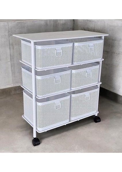 Home 3 Katlı Bölmeli Paslanmaz Metal Sebzelik (Beyaz) fırsatları