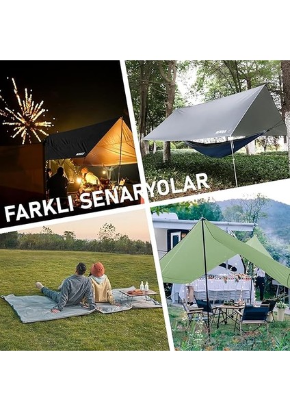 Tarp Gölgelik Tente, Taşınabilir Örtü Branda Çok Işlevli Outdoor Açık Hava Kamp Seyahat Tente Branda Güneşlik Karavan Tente Yan Çadır Gölgelik - 300X400 cm - Siyah indirimleri
